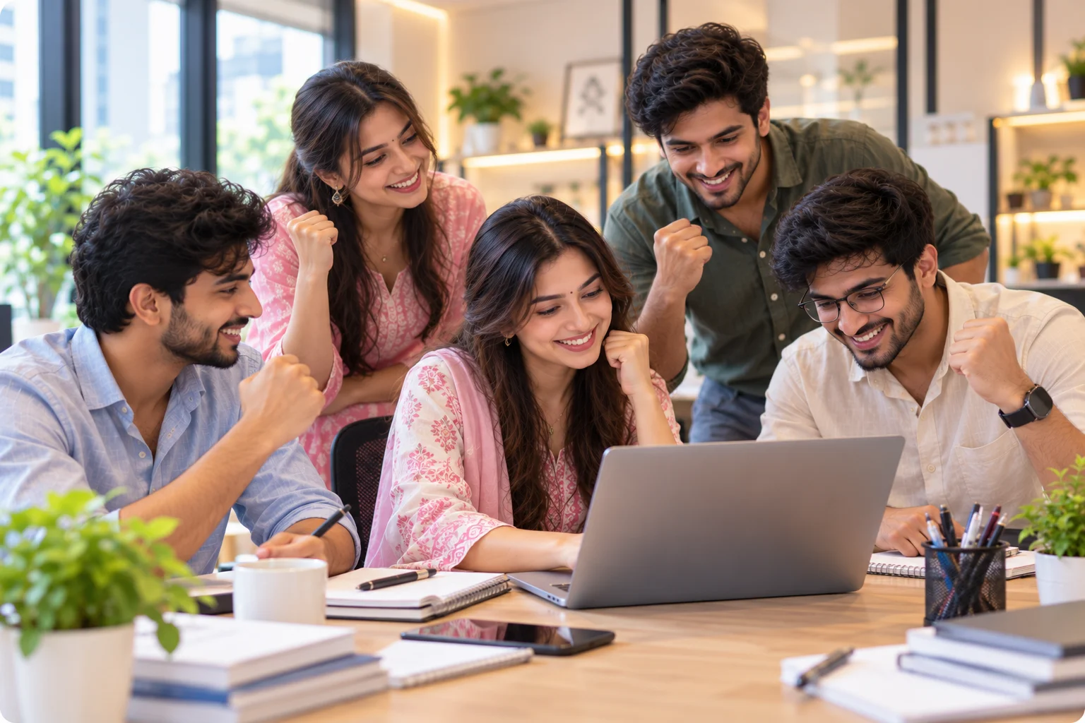 A boutique team celebrating the numbers on their CustHive report