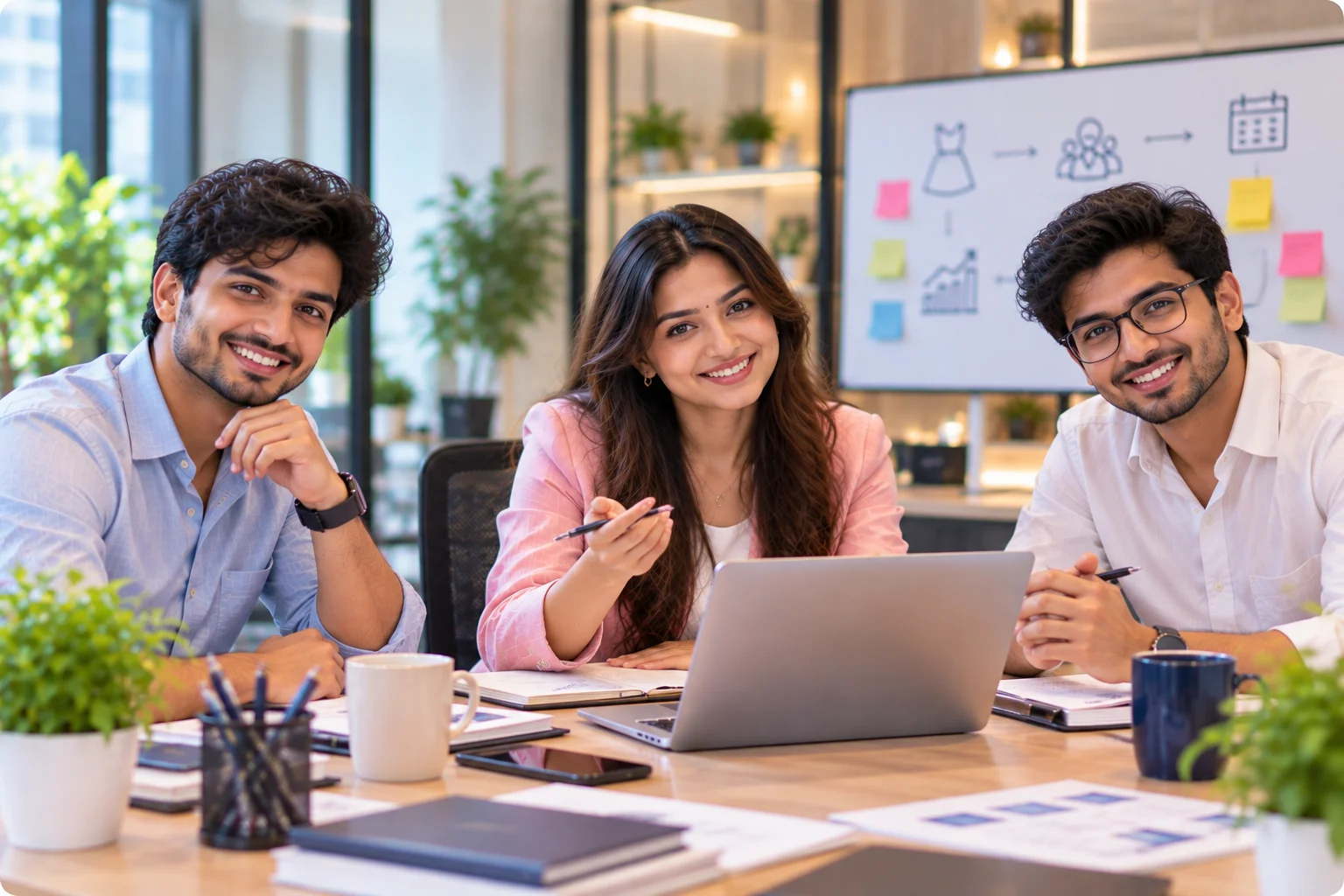 The CustHive onboarding team at a desk, ready to plan your launch